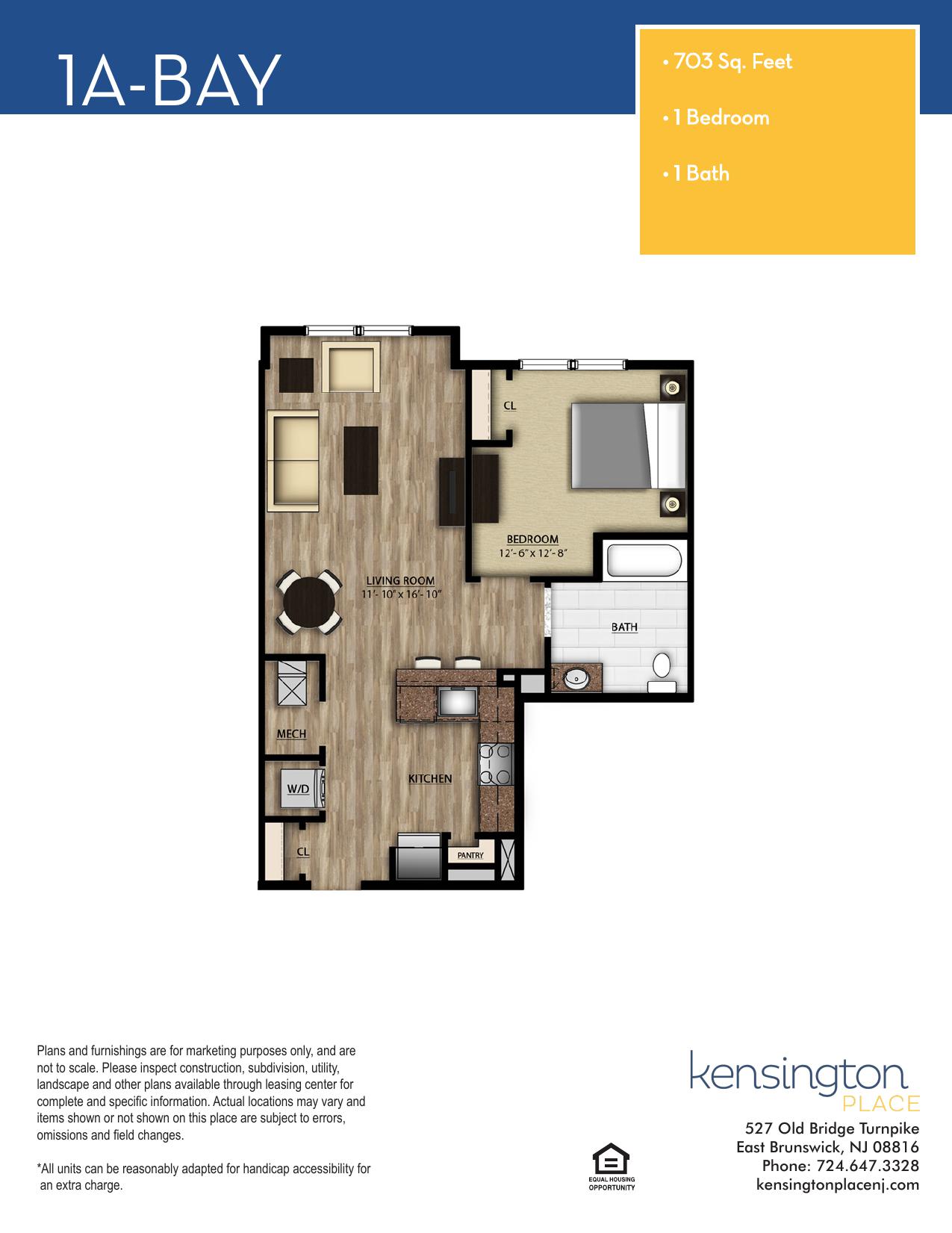 Kensington Place Apartment Floor Plan 1A BAY