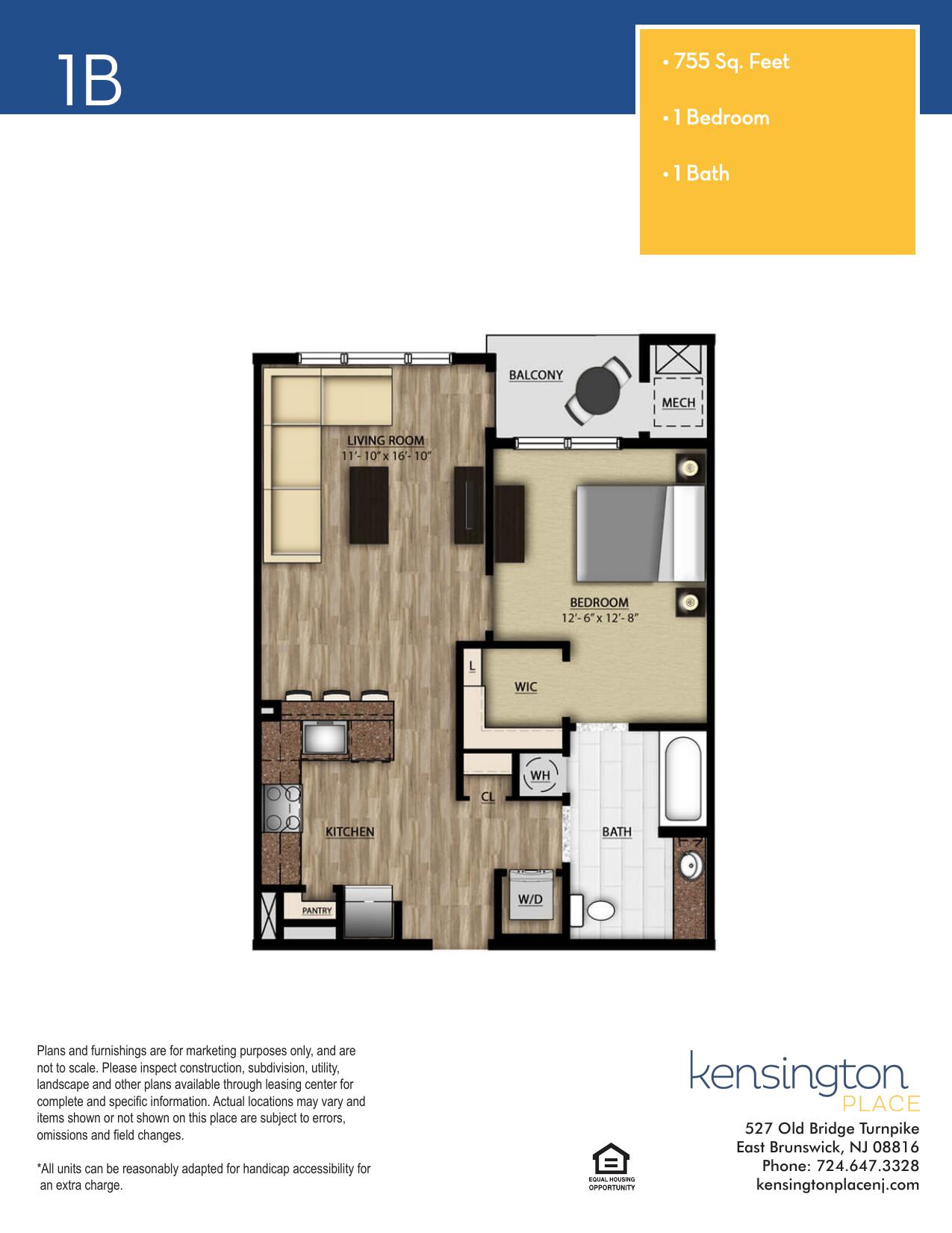 Kensington Place Apartment Floor Plan 1B