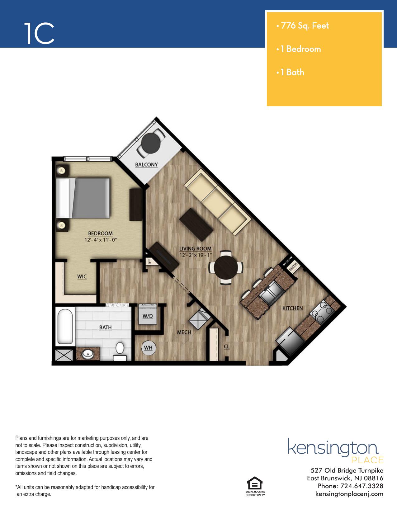 Kensington Place Apartment Floor Plan 1C