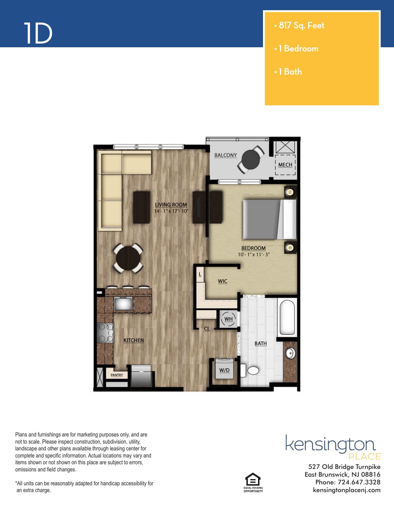 Kensington Place Apartment Floor Plan 1D