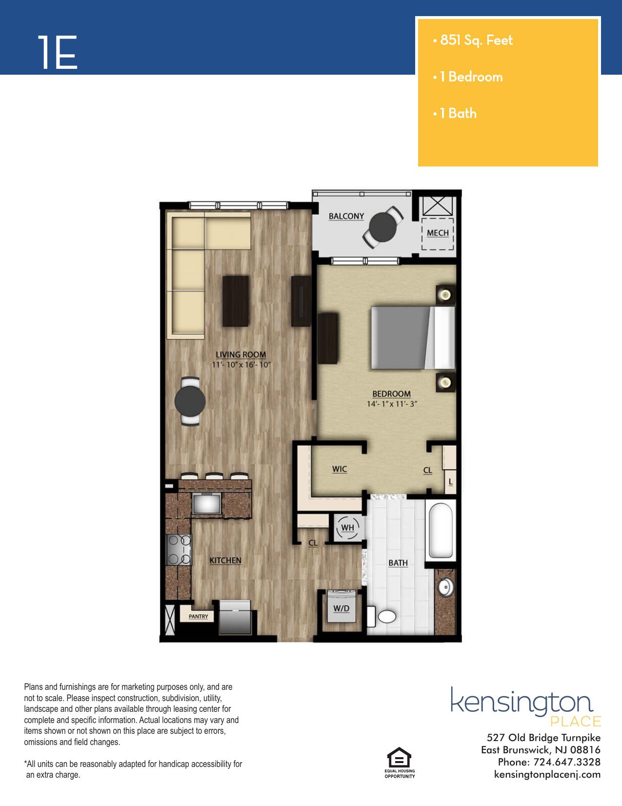 Kensington Place Apartment Floor Plan 1E