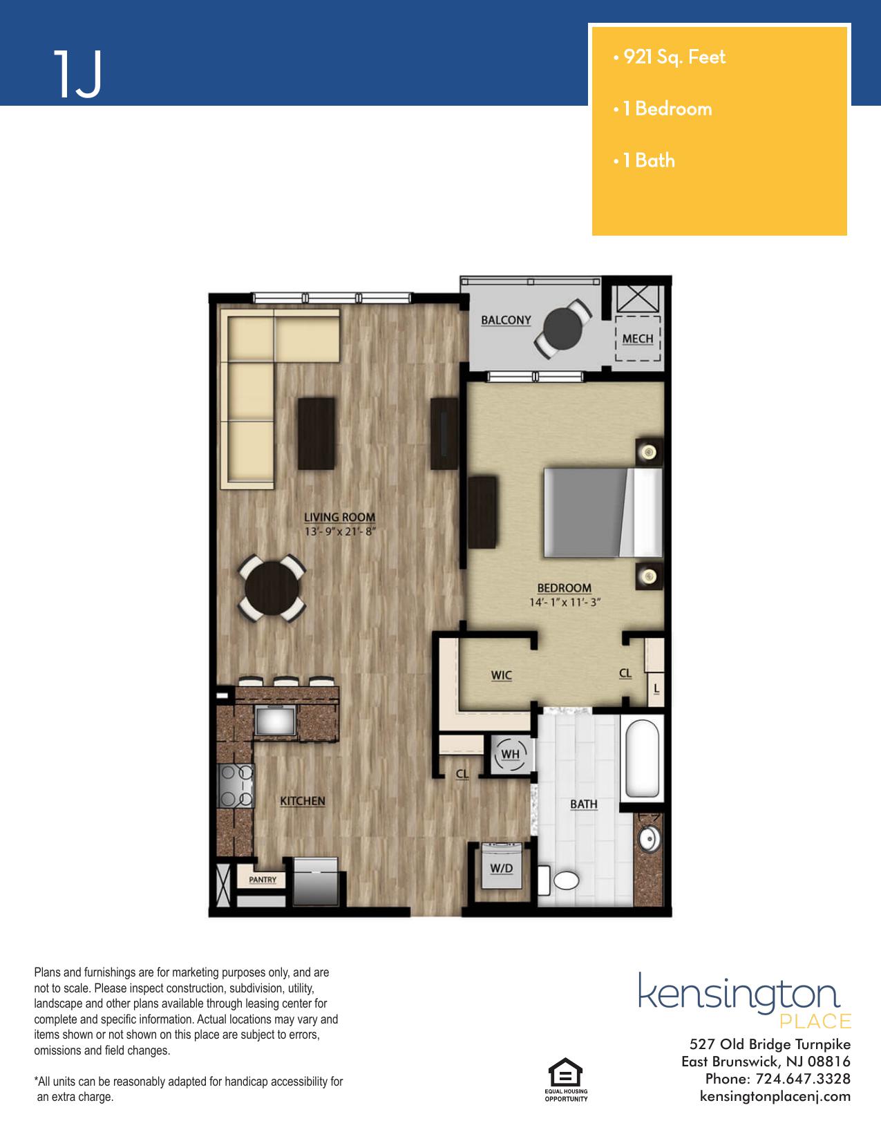 Kensington Place Apartment Floor Plan 1J