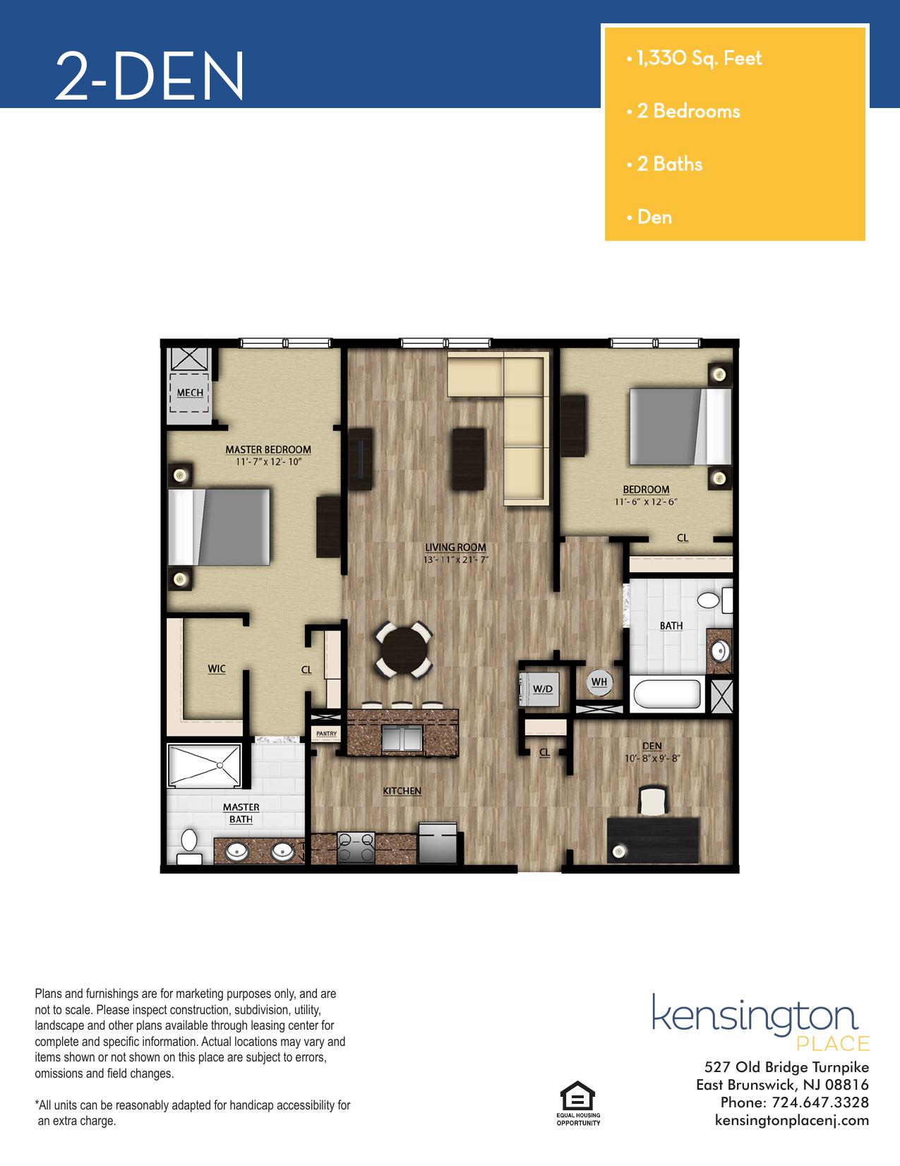 Kensington Place Apartment Floor Plan 2 DEN