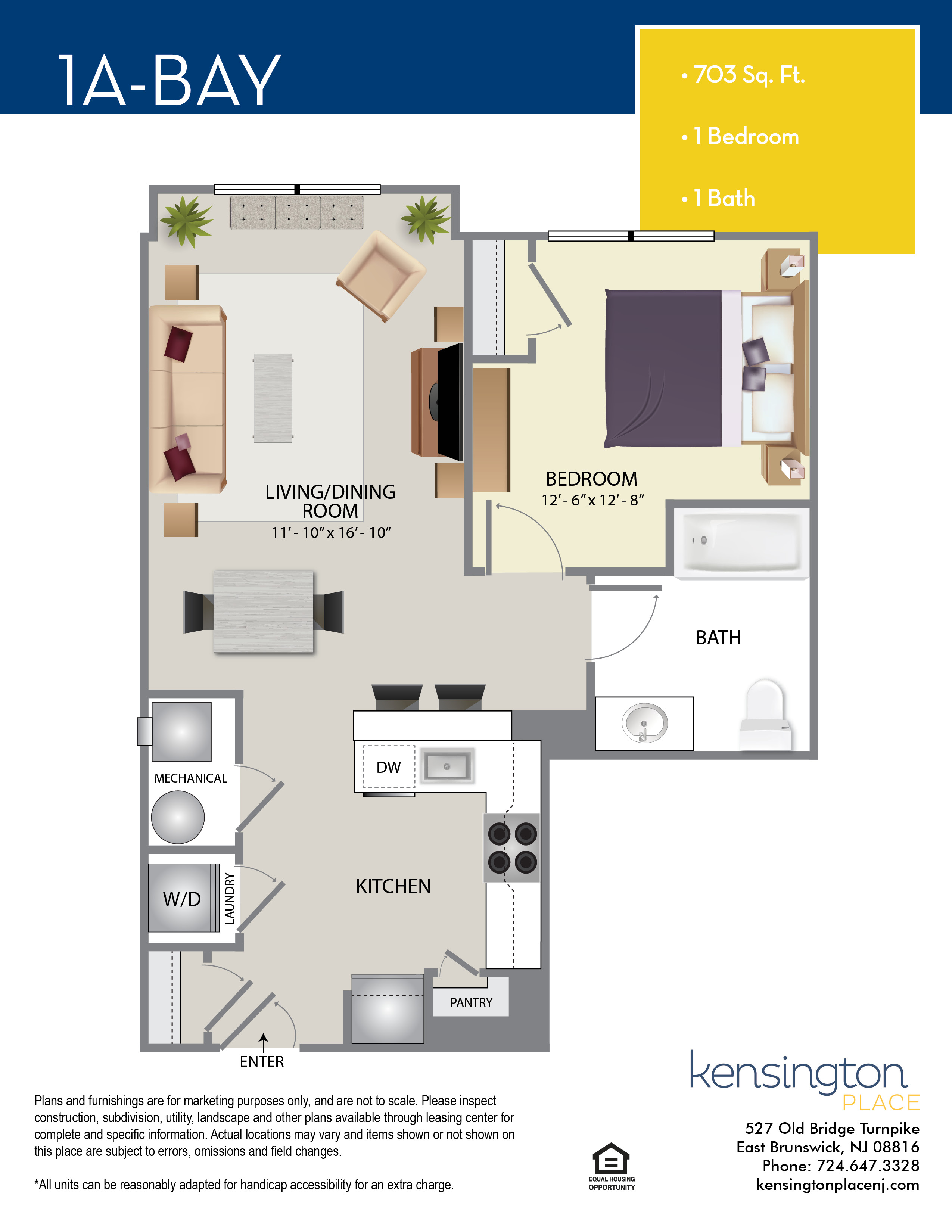 Kensington Place Apartment Floor Plan 1A BAY