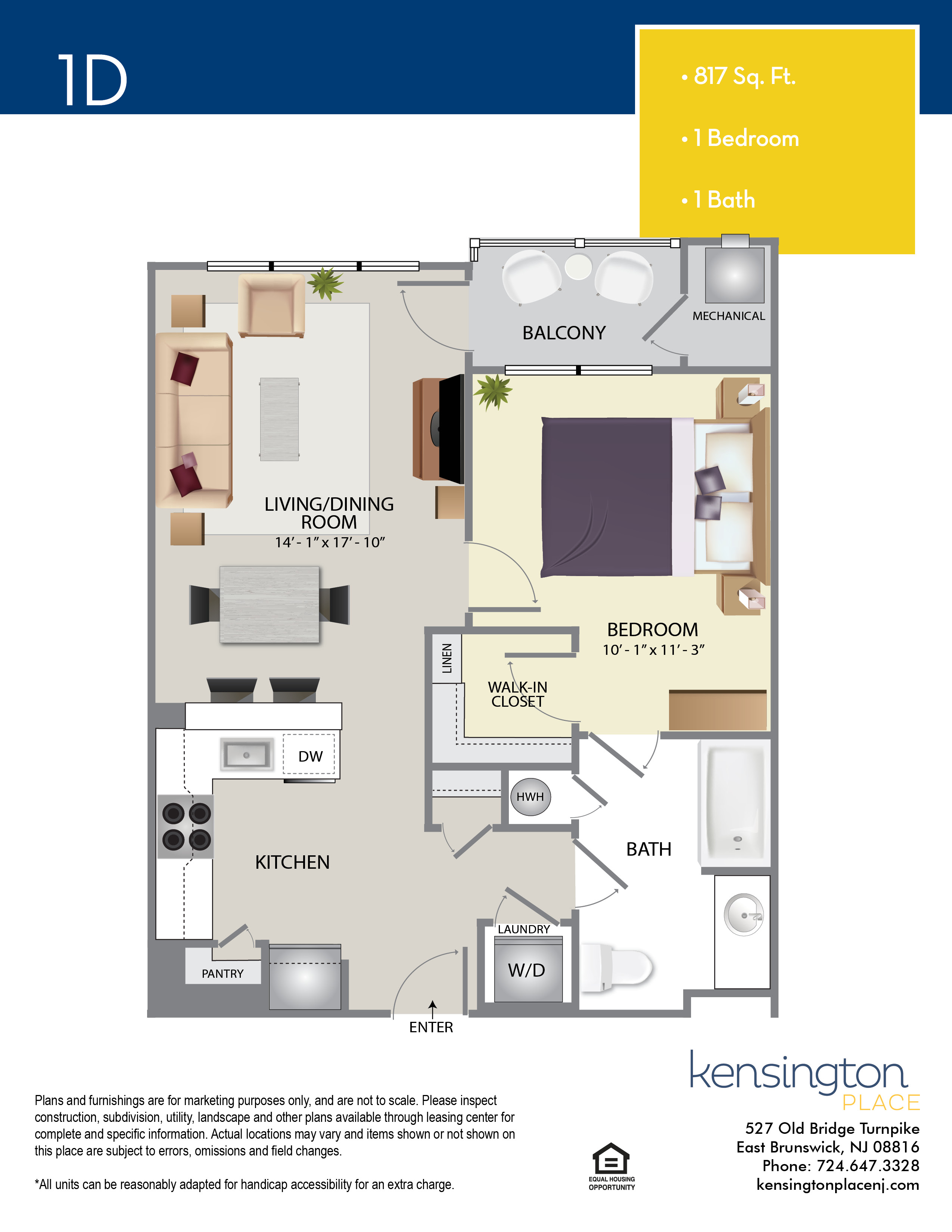 Kensington Place Apartment Floor Plan 1D