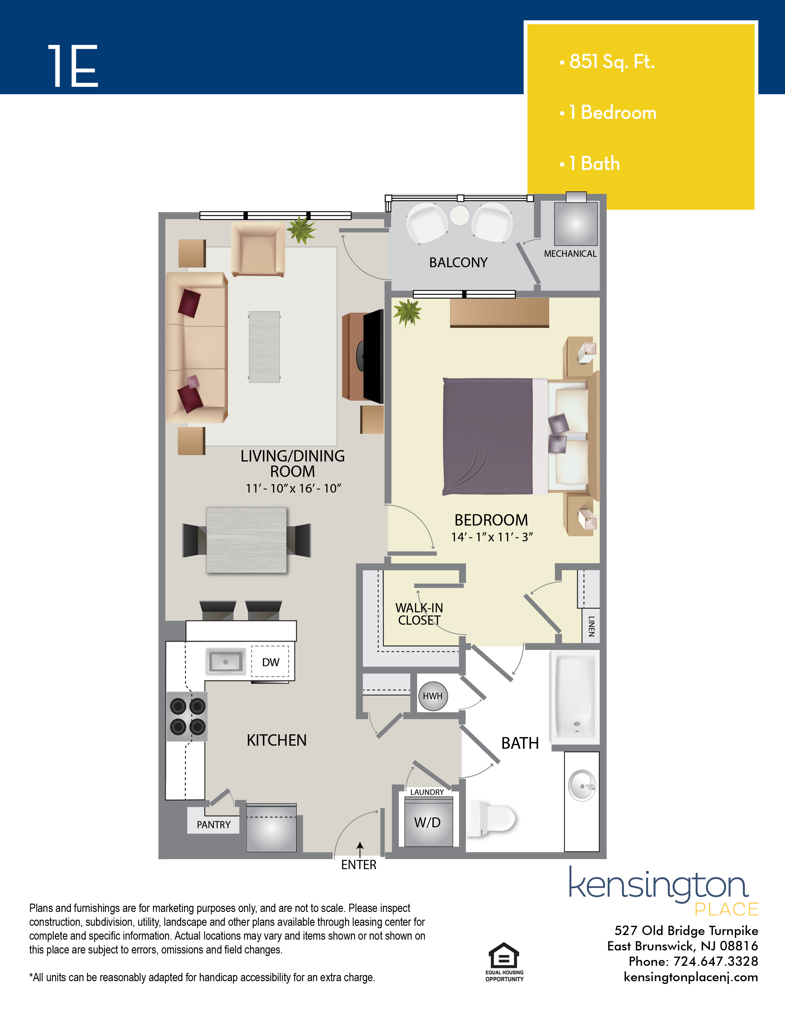 Kensington Place Apartment Floor Plan 1E