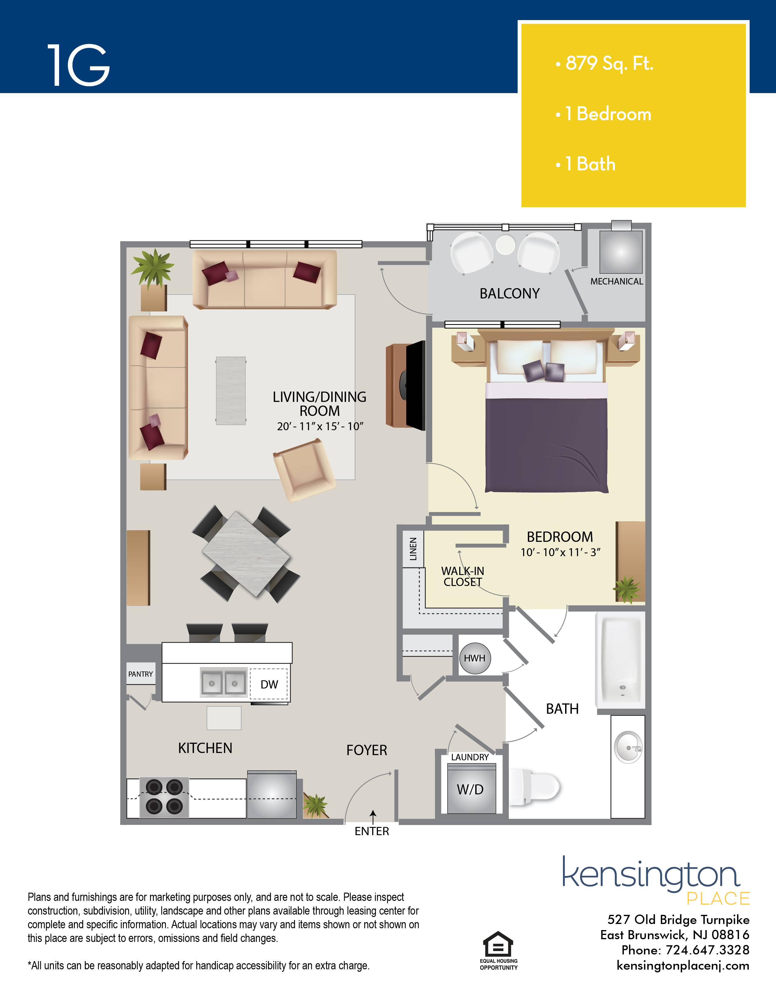Kensington Place Apartment Floor Plan 1G
