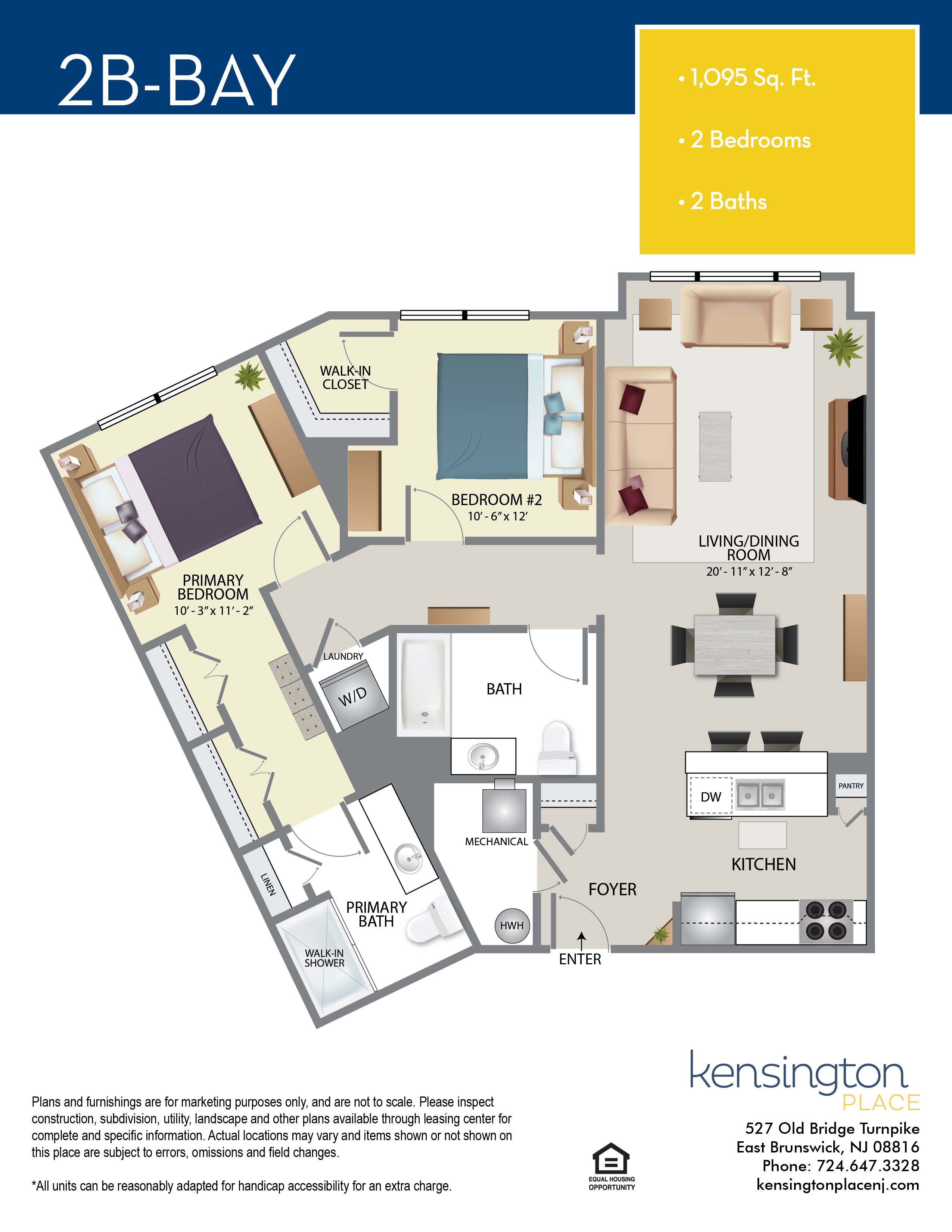 Kensington Place Apartment Floor Plan 2B BAY