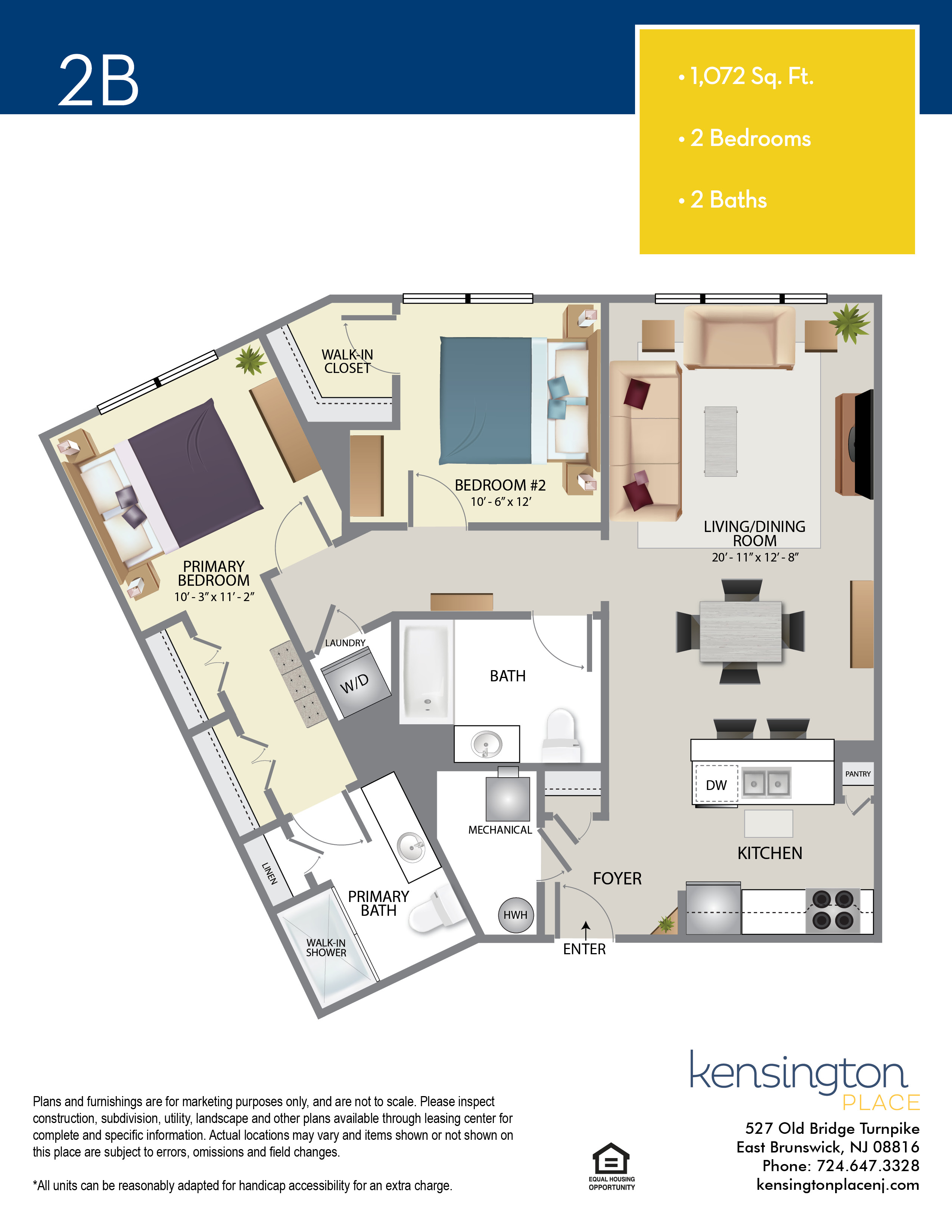 Kensington Place Apartment Floor Plan 2B