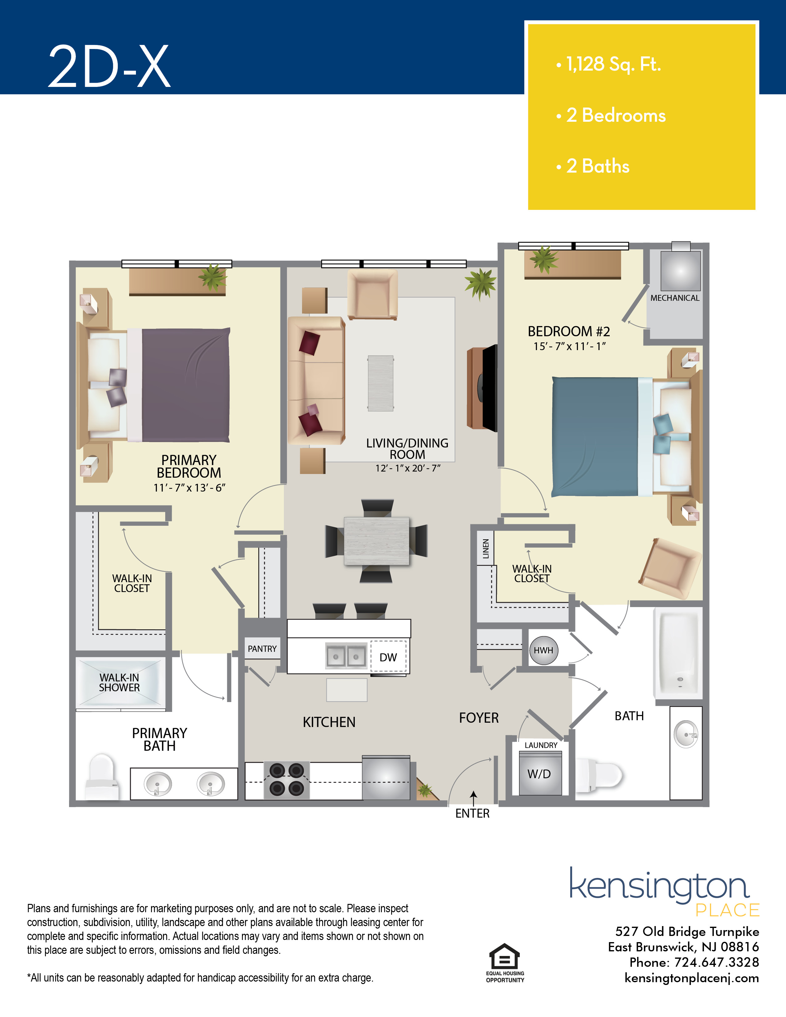 Kensington Place Apartment Floor Plan 2DX
