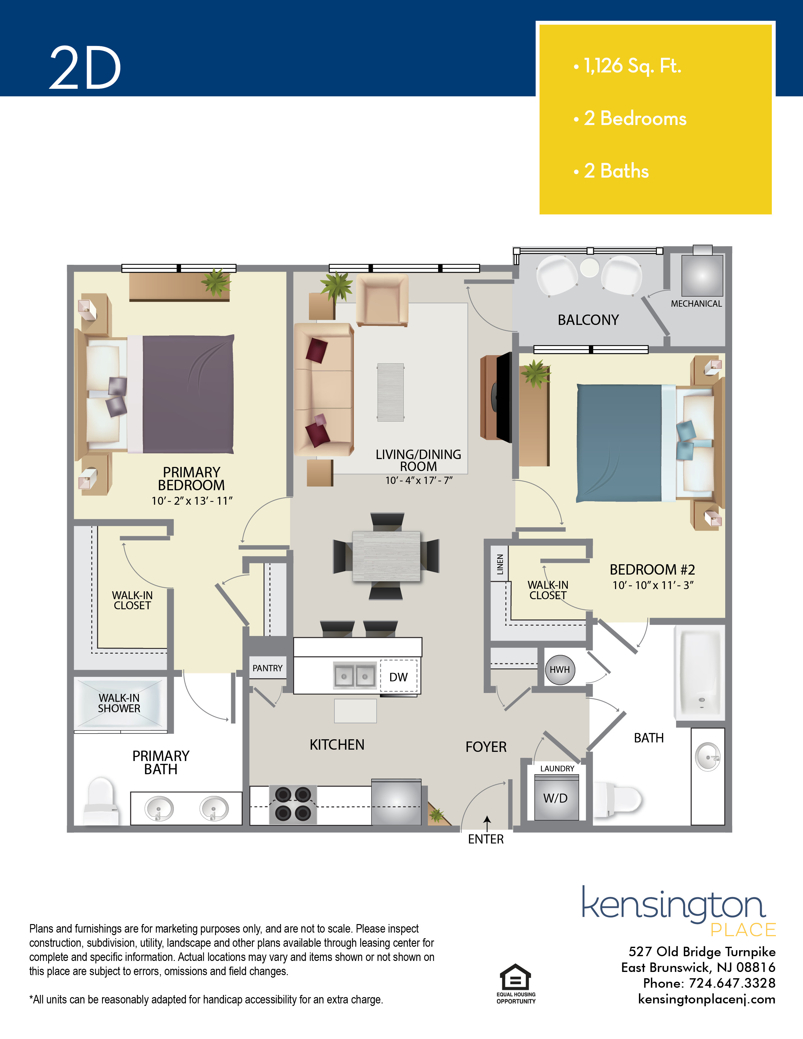 Kensington Place Apartment Floor Plan 2D