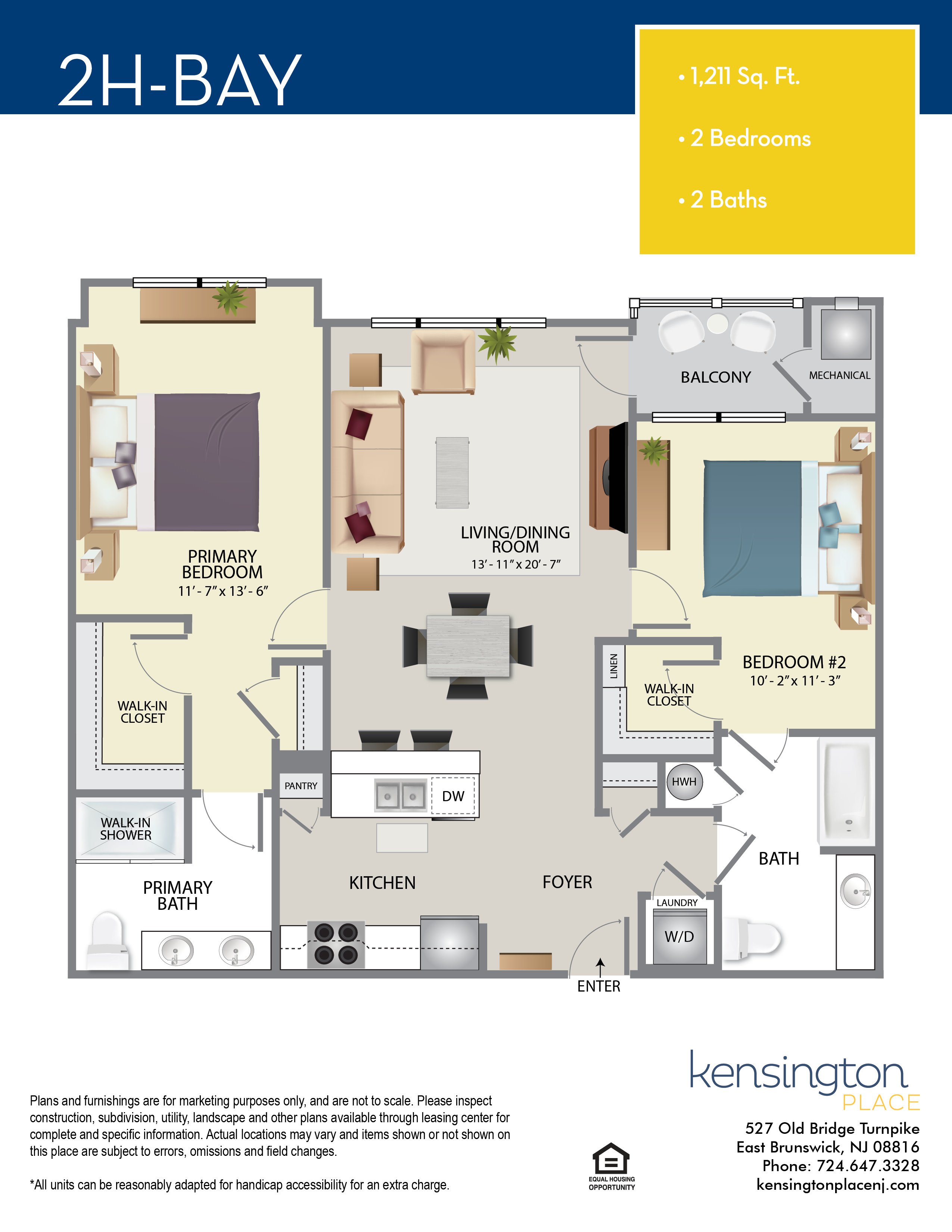 Kensington Place Apartment Floor Plan 2H