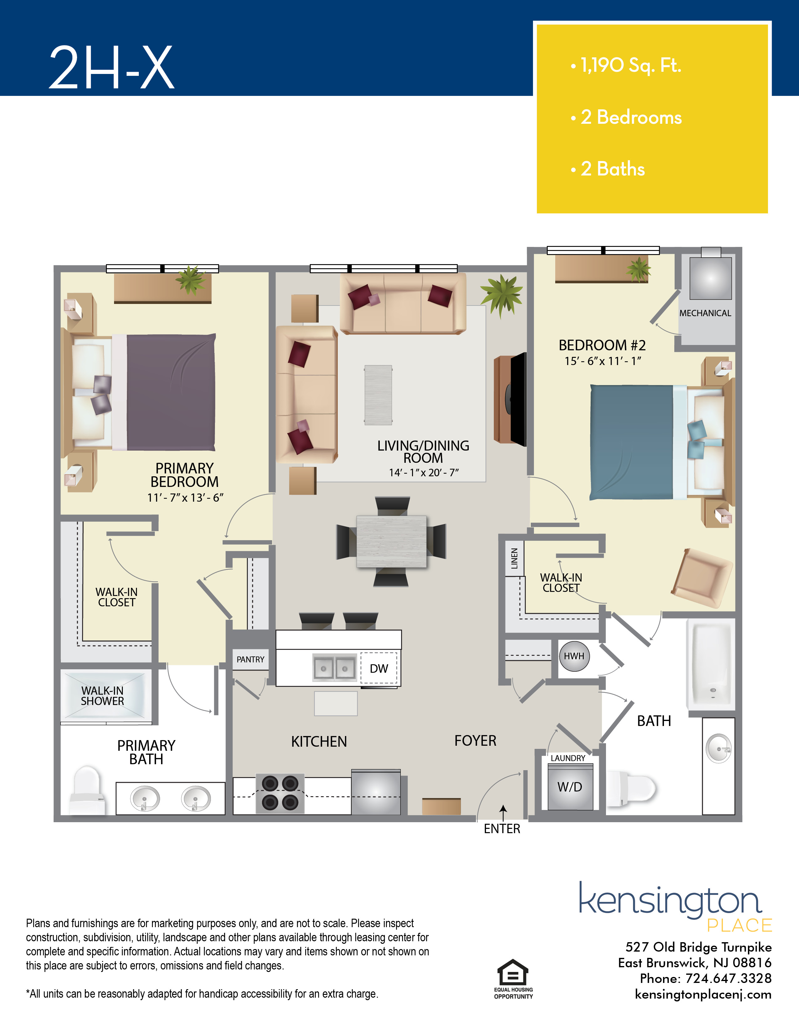 Kensington Place Apartment Floor Plan 2HX