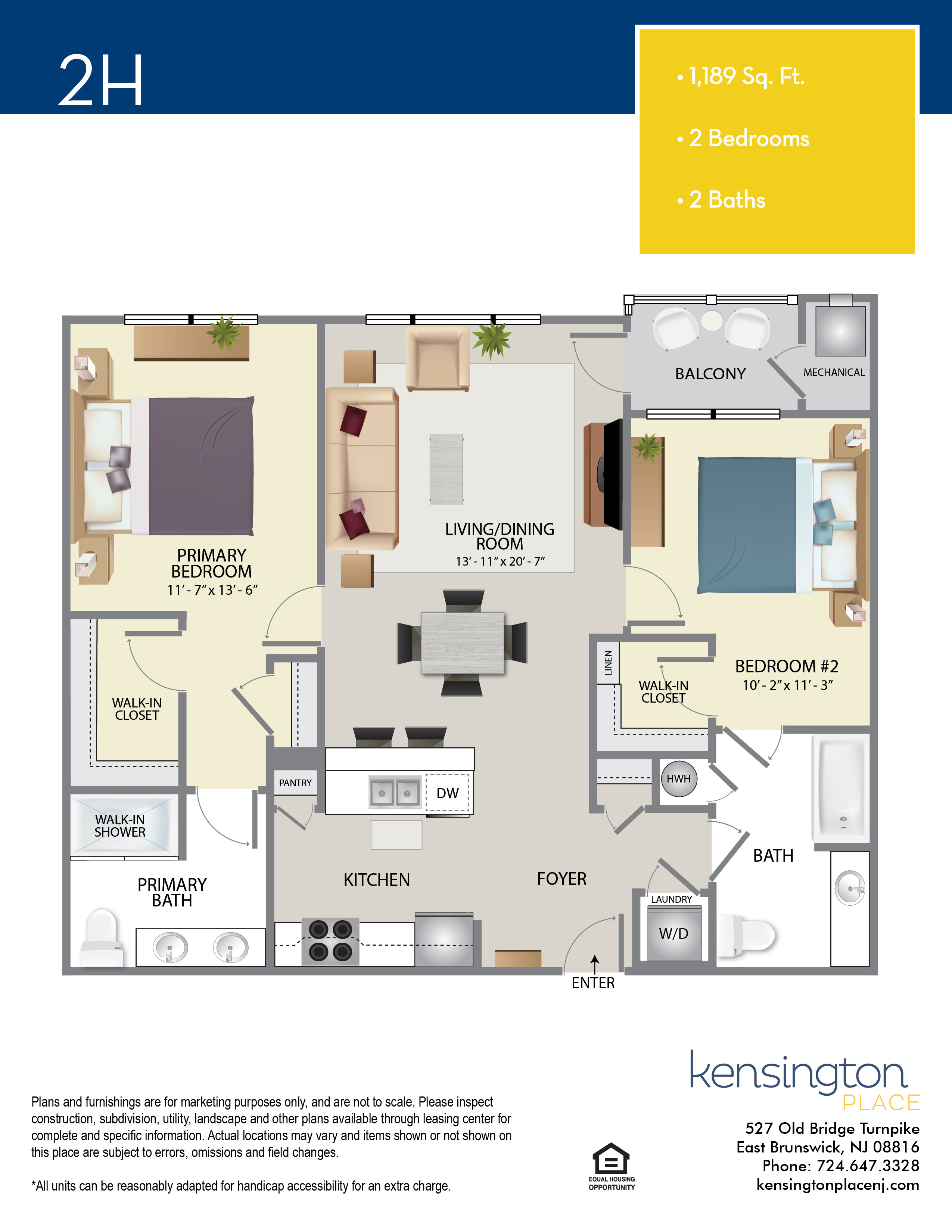 Kensington Place Apartment Floor Plan 2H