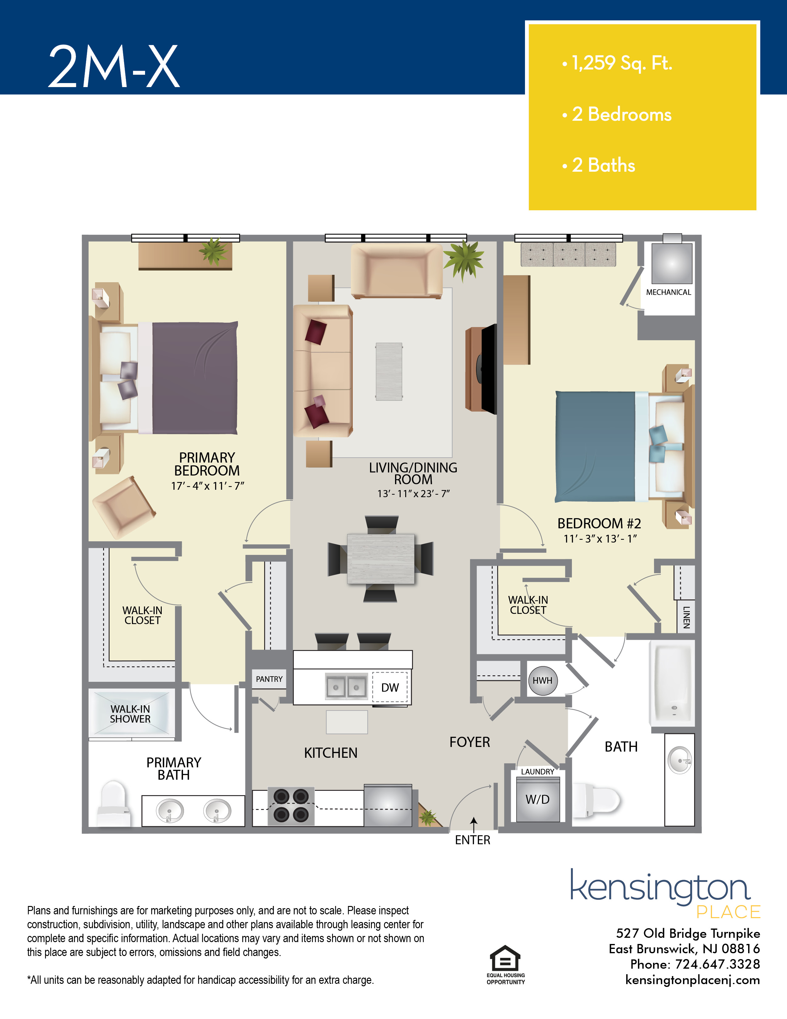 Kensington Place Apartment Floor Plan 2MX