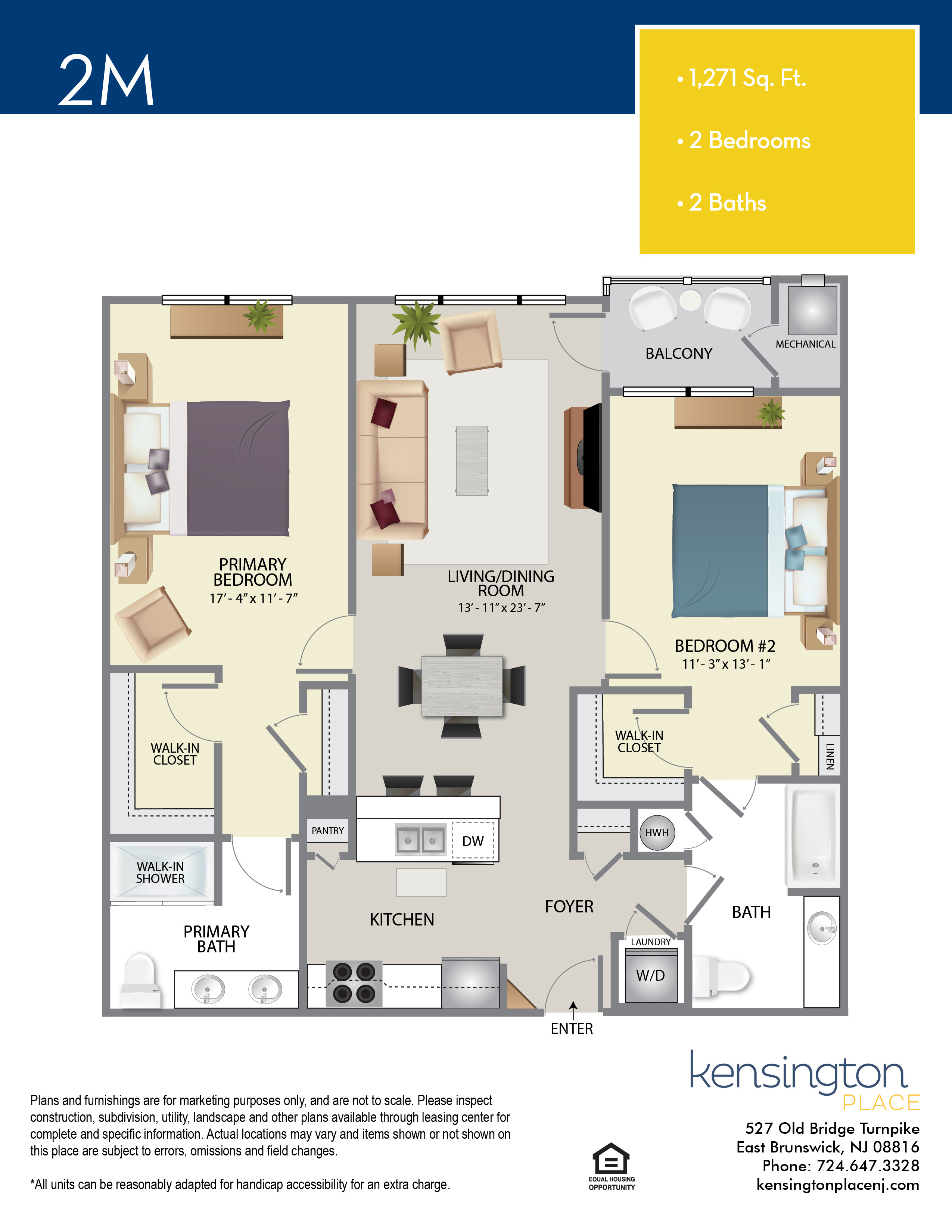 Kensington Place Apartment Floor Plan 2M