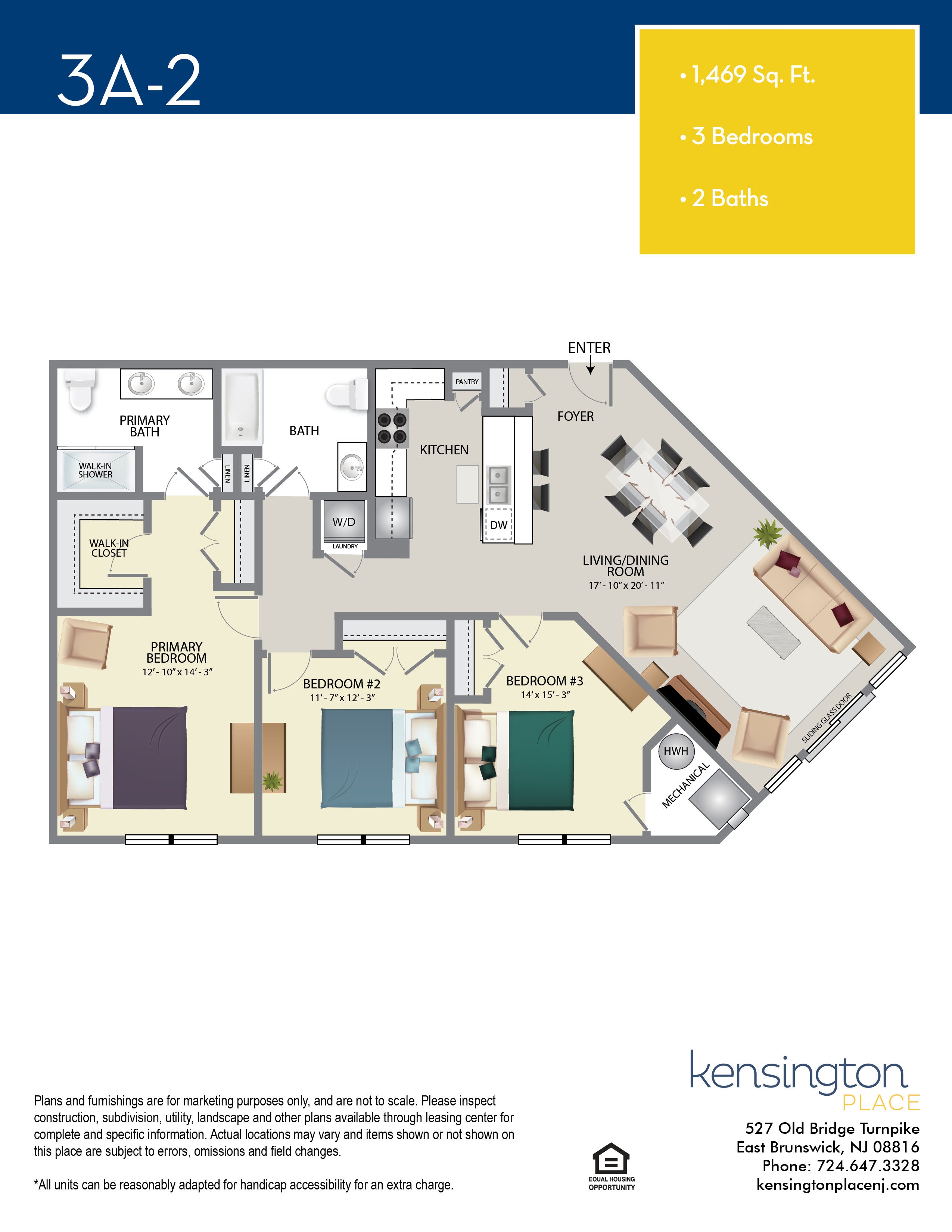 Kensington Place Apartment Floor Plan 3A2
