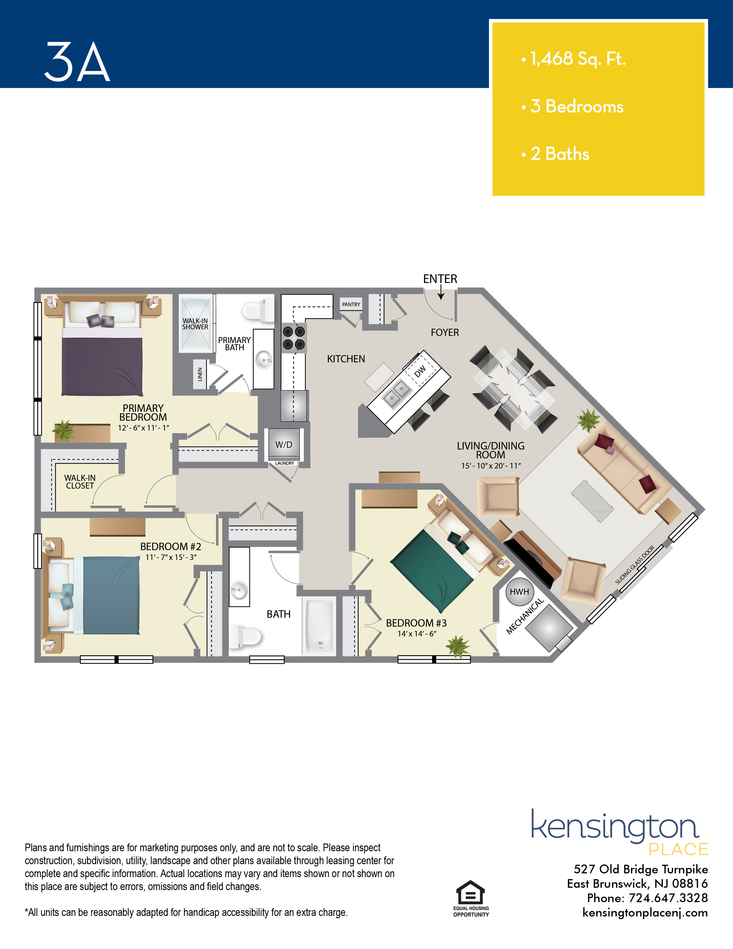 Kensington Place Apartment Floor Plan 3A