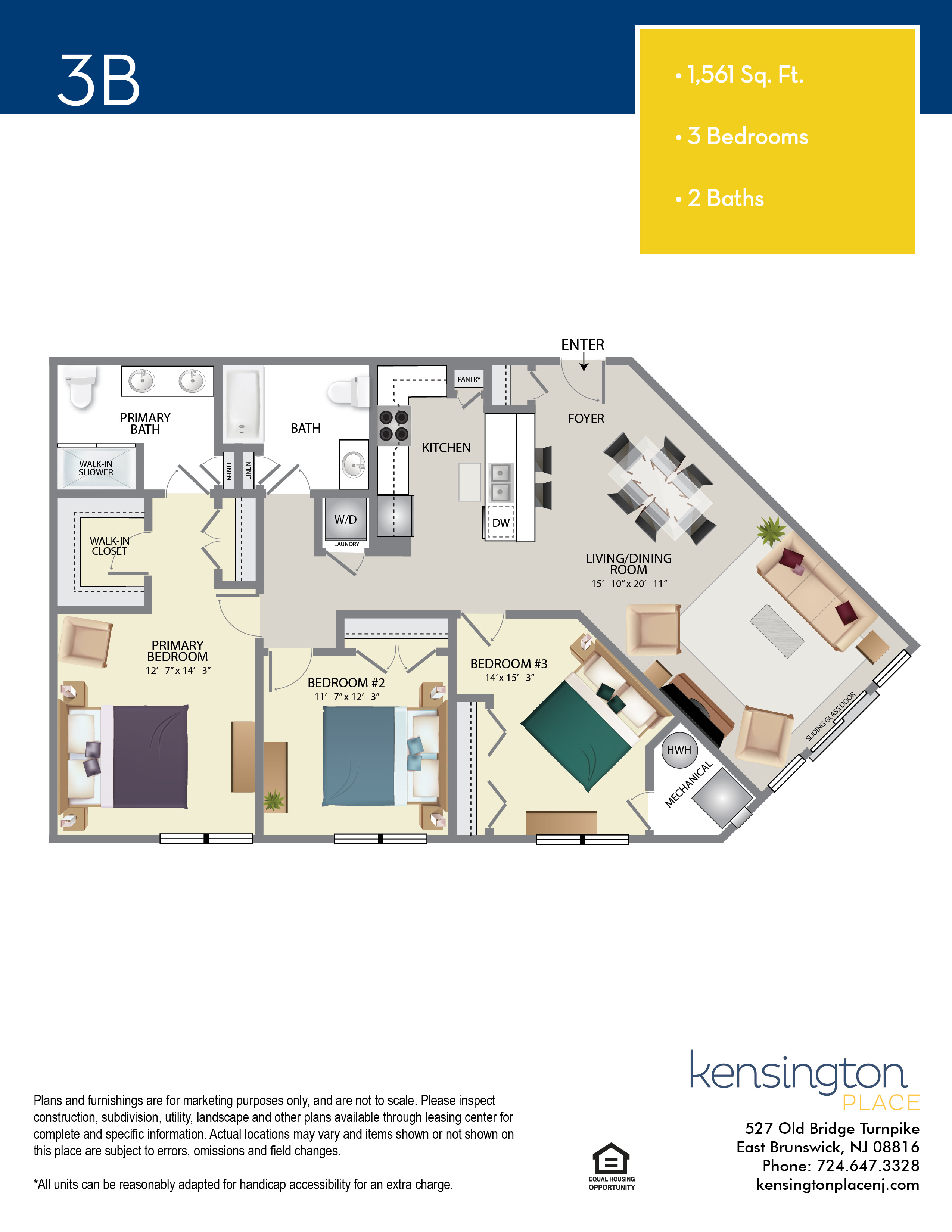 Kensington Place Apartment Floor Plan 3B
