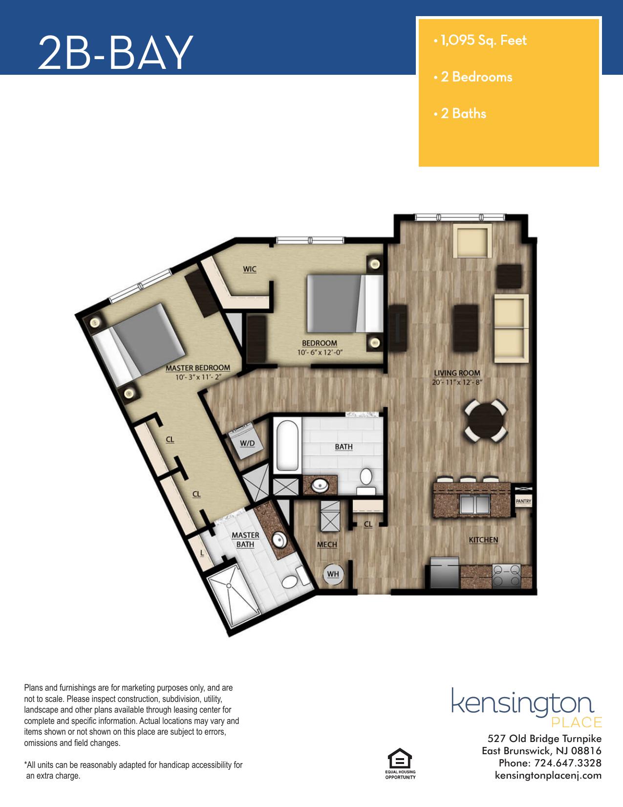 Kensington Place Apartment Floor Plan 2B BAY