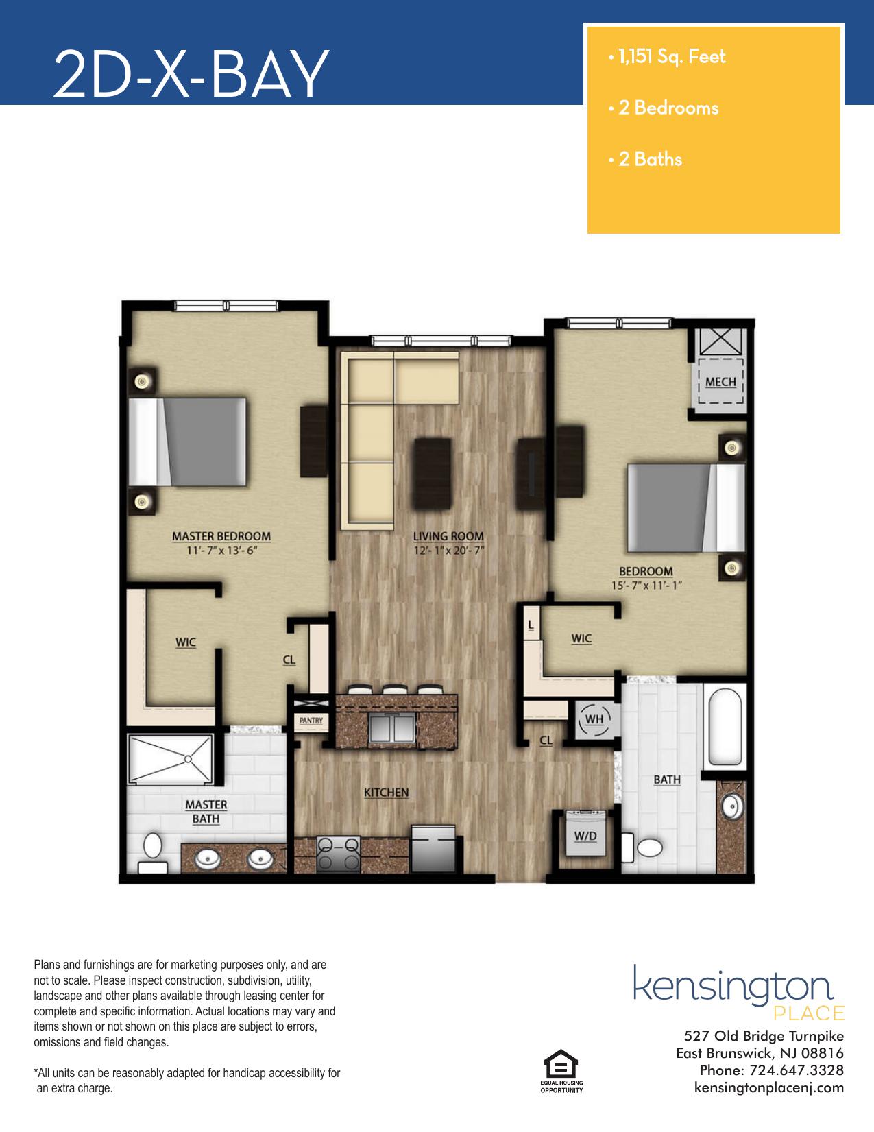 Kensington Place Apartment Floor Plan 2DX BAY