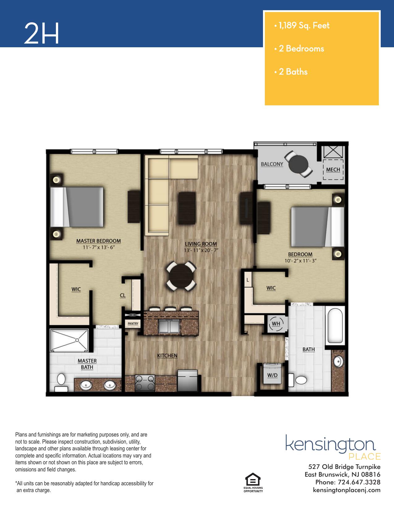 Kensington Place Apartment Floor Plan 2H