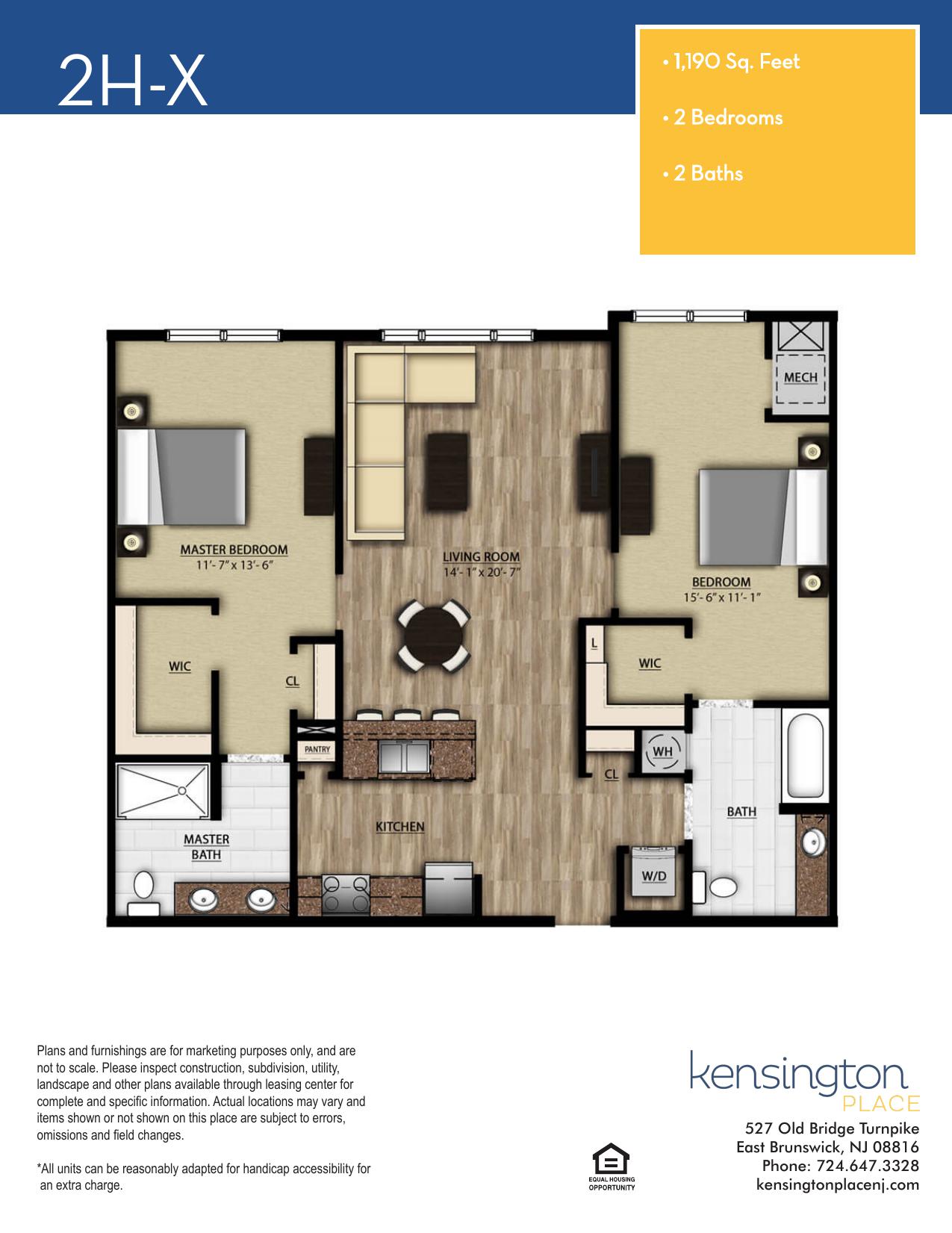 Kensington Place Apartment Floor Plan 2HX