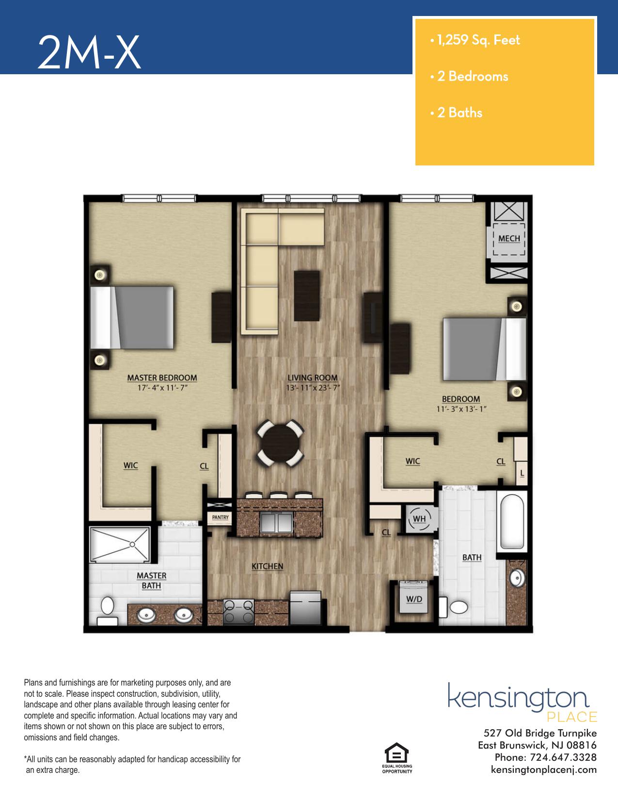 Kensington Place Apartment Floor Plan 2MX