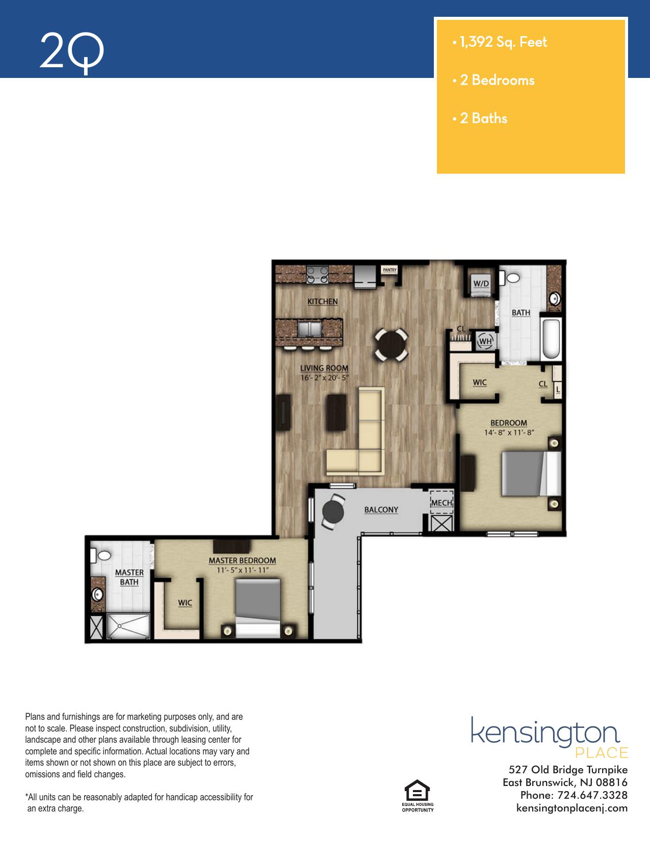 Kensington Place Apartment Floor Plan 2Q