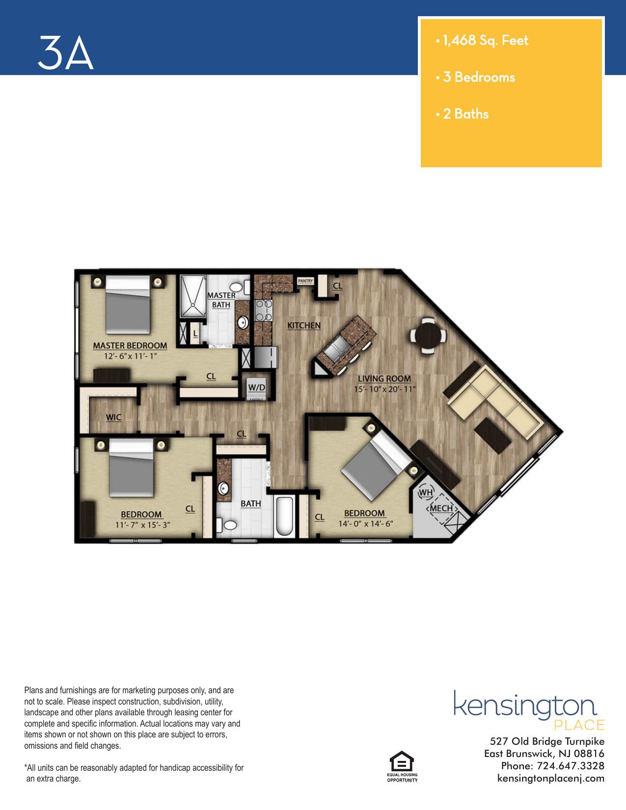 Kensington Place Apartment Floor Plan 3A