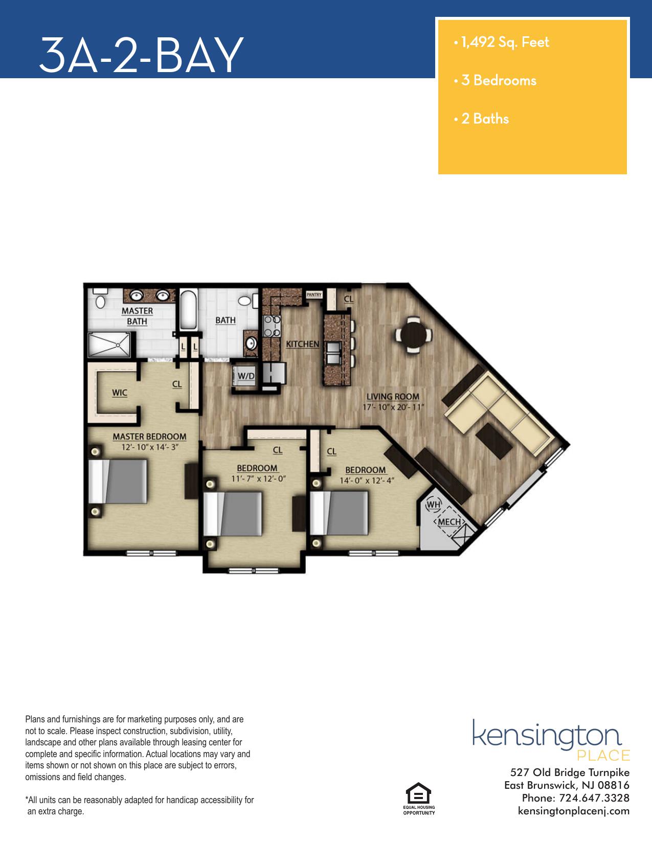 Kensington Place Apartment Floor Plan 3A2 BAY