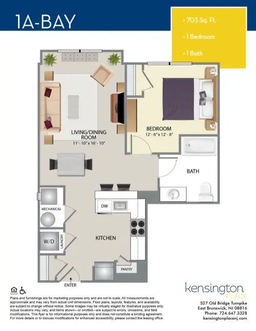 Kensington Place Apartment Floor Plan 1A BAY