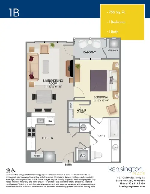 Kensington Place Apartment Floor Plan 1B