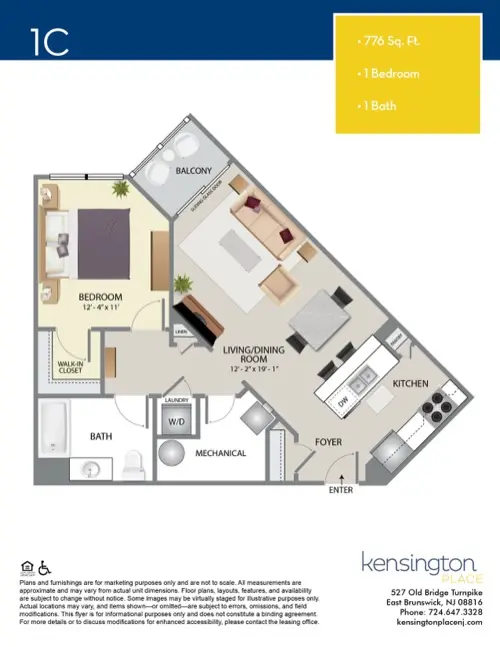 Kensington Place Apartment Floor Plan 1C