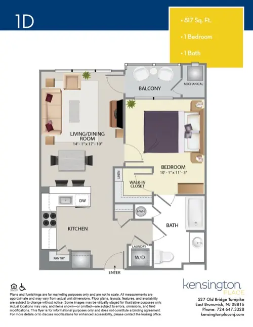 Kensington Place Apartment Floor Plan 1D