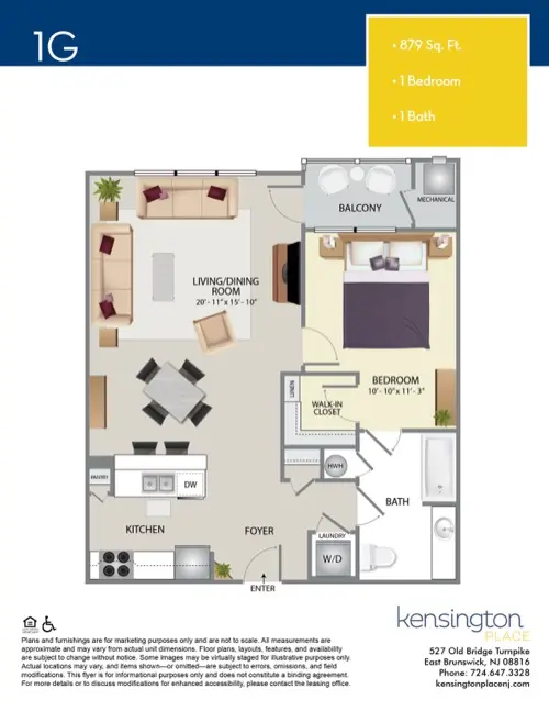 Kensington Place Apartment Floor Plan 1G