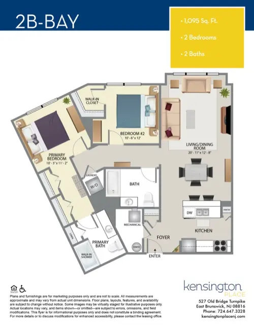 Kensington Place Apartment Floor Plan 2B BAY