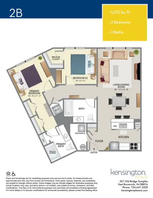 Kensington Place Apartment Floor Plan 2B