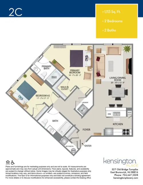 Kensington Place Apartment Floor Plan 2C