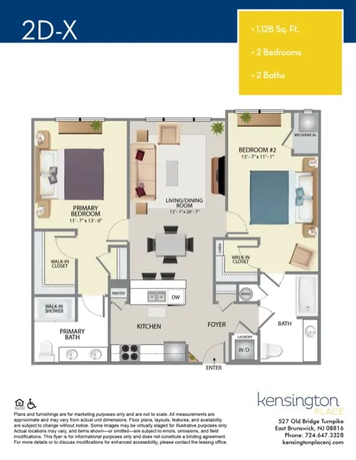 Kensington Place Apartment Floor Plan 2DX