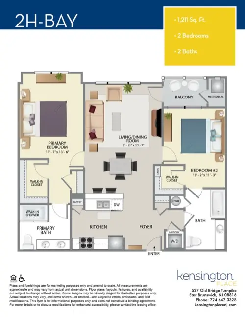 Kensington Place Apartment Floor Plan 2H