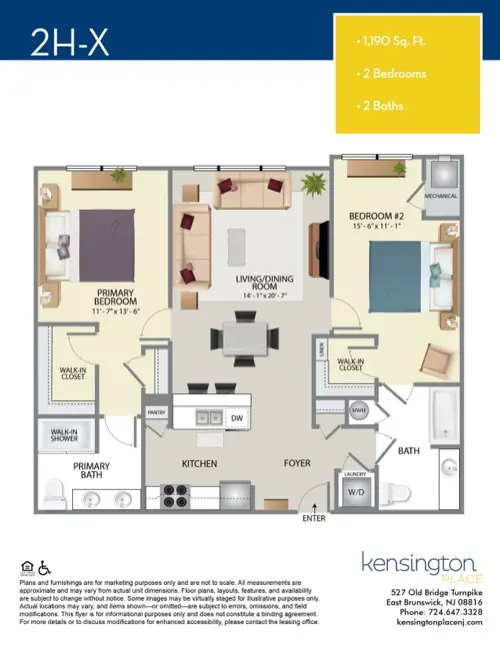 Kensington Place Apartment Floor Plan 2HX