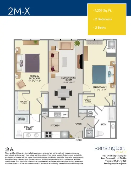 Kensington Place Apartment Floor Plan 2MX
