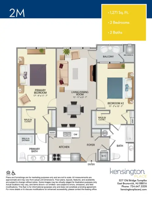 Kensington Place Apartment Floor Plan 2M