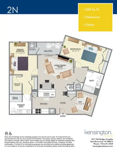 Kensington Place Apartment Floor Plan 2N