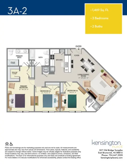 Kensington Place Apartment Floor Plan 3A2