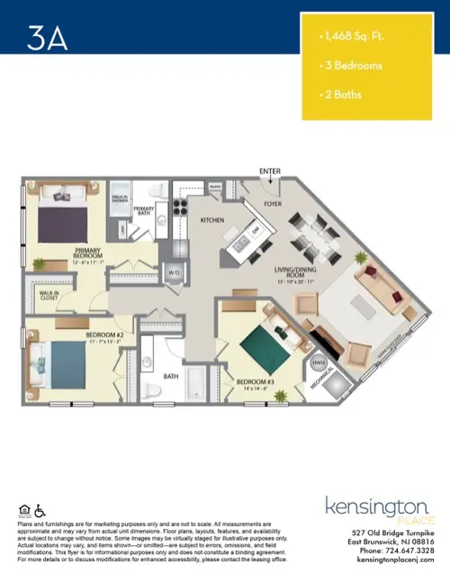 Kensington Place Apartment Floor Plan 3A