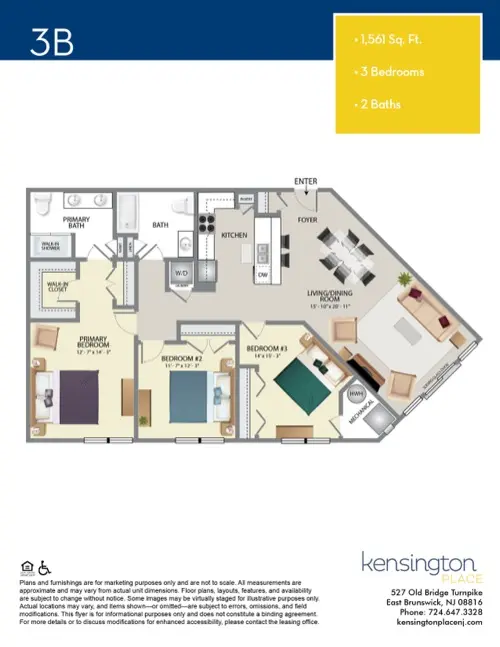 Kensington Place Apartment Floor Plan 3B
